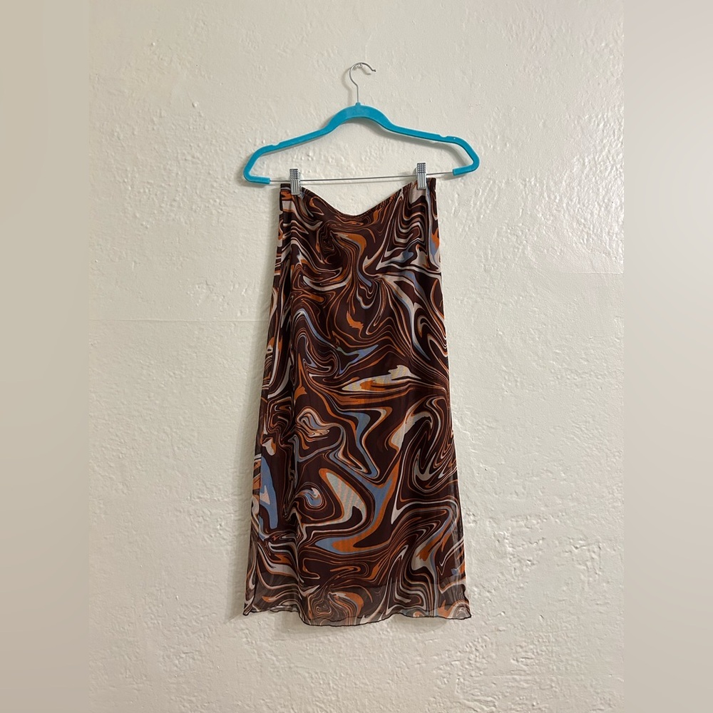 Marble Pattern Midi Skirt